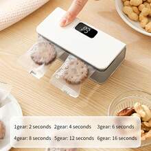 Sellador inteligente 2 en 1: 6 ajustes de temperatura, magnético y portátil, pantalla digital LCD, cuchilla oculta. Todo en uno para sellar y abrir bolsas. Ideal para frutos secos, patatas fritas, productos secos de cocina, sobres de condimentos y almacenamiento de comidas para fiestas. Resuelve perfectamente los problemas de humedad, transferencia de olores, deterioro y apertura de alimentos - una herramienta de conservación de aperitivos imprescindible para el hogar y la oficina.