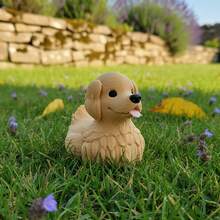 1 pièce Statue de canard Golden Retriever dorée, sculpture d'animal mignonne pour le jardin, décoration de maison unique, objet de collection, cadeau créatif, art de jardin - marron clair - Voir 10