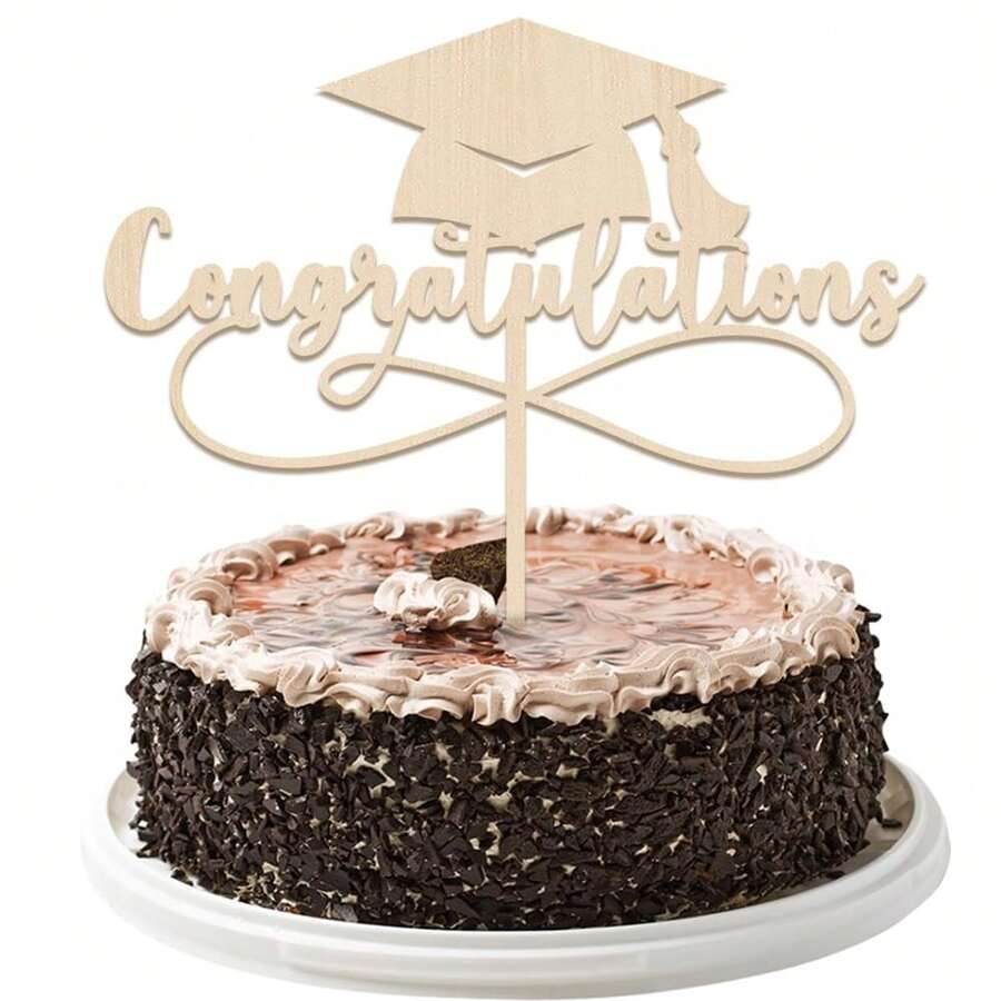 Congratulations 2025 Graduation Cake Topper,Congrats Grad Cake Decor - 2025 High Schoolsss/College/Senior Graduation Party Decorations Supplies (Woody){Inchcolor_nameinch:InchWoodyinch} - 伍迪 - 查看 1