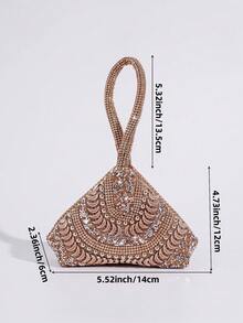 Túi cầm tay mini đính đá trang trí, túi xách dự tiệc hình dáng độc đáo, túi đựng đồ trang điểm, túi tote thời trang thủ công - Rượu sâm banh - Xem 10