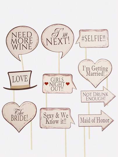 10pcs Wedding Bridal Shower Photo Booth Props Wedding Photo Props For Bridesmaid Bachelorette Party Wedding Supplies