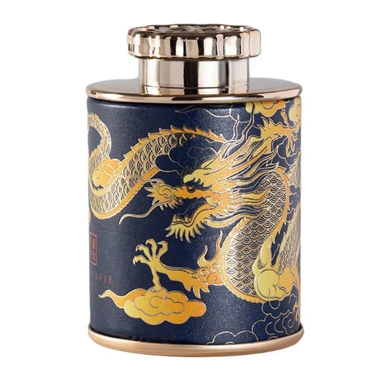 1PC Dragon Mini Empty Tea Tin Can Household Green Black Tea Sealed Jar Portable Home Small Tea Packaging Box Paper Storage Jar - Multicolor - View 10