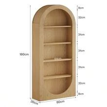 Tribesigns Bibliothèque de 180 cm de haut, étagère incurvée à 5 niveaux avec compartiments ouverts, meuble de rangement en bois autoportant pour salon, bureau ou chambre. - Tabac - Voir 2