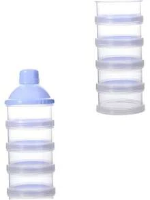 Dispensador Leche en Polvo Bebe Dispensador de Leche en Polvo Portátil 5 Capas Dispensador Leche en Polvo de Apilable de Dosificador Alta Capacidad Adecuado para Leche en Polvo Dulce Frutas (azul) - Azul - Ver 12