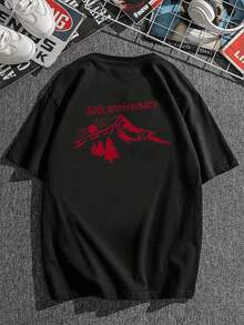 Playera algodón deportiva casual de hombre,  Camiseta de estilo hip-hop urbano , manga corta de corte holgado, bicolor blanco y negro, top casual transpirable de moda, ropa casual Camiseta divertida Moda de verano. - Negro (parte posterior) - Ver 3