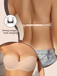 Beige Wireless Bra, Sexy Push-Up Bra For Small Bust, Removable Cups - Beige - View 9