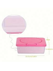 Caja de almacenamiento transparente para toallitas húmedas - Organizador de baño, sala de estar, dormitorio con diseño rectangular portátil y ahorro de espacio, de plástico rosa/azul con asa ergonómica