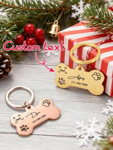 Ayotu Llavero personalizado anti-pérdida para gatos y perros, decoración de llavero, colgante anti-pérdida para mochila, etiqueta de identificación personalizada para perros, etiqueta de identificación personalizada para gatos, etiqueta de nombre de teléfono grabada personalizada, etiqueta de identificación para gatos - Multicolor - Ver 3