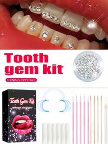 120pcs Self-Adhesive Tooth Gems Kit, Shiny Crystal Teeth Jewelry Decor, Removable & Easy To Install, Fashionable Bling Accessories For DIY, Suitable For Halloween, Y2K, Goth, Hip-Hop Styles, Comes With Tools - Tooth Gem Kit - View 12