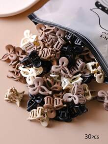 30个可爱蝴蝶结发夹，2.5厘米女士迷你发爪夹发饰，发夹，发卡，休闲秋冬度假装扮女士夏季服装 - 彩色 - 查看 5