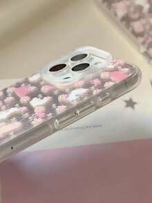 1 Stück süßer Kaninchen Folientextur rosa Blumen Handyhülle kompatibel mit iPhone 17 Pro Max, geeignet für iPhone 15, 16 Pro, 15, 14 Pro, 13, 12, 11 - modisch & schützend