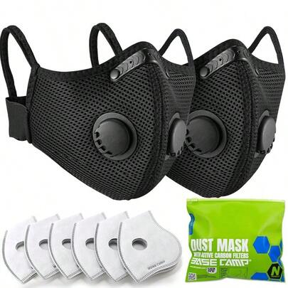 M Plus Dust Mask Breathable Reusable Face Mask With 6 Activated Carbon Filters For Woodworking Construction Mowing Grinding Modern1