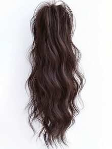 波浪卷曲中长瀑布式假发，自然蓬松高冠增发，半扎发造型，龙骨形发爪，轻盈卷发假发夹，冬季发饰，优雅爪夹，夏季海滩度假风 - 彩色 - 查看 13