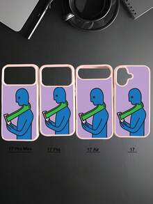 For IPhone 17ProMax 17Air 17 17pro Magnetic Case Blue Figure With Phone's Arm Abstract Satirical Vibe Phone Case Anti-Slip  Design Shockproof&Scratch-Resistant Full Protective Phone Cover For IPhone 16 15 14 13 12 11 ProMax Plus Pro X/XS Xsmax For Samsung For Galaxy S22 S23 S24 S25 Plus Ultra FE Case For Women Men - White - View 11