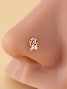 1pc Cute Floral Nose Stud, New Style Nose Ring Piercing Jewelry For Daily Wear - Multicolor - View 1