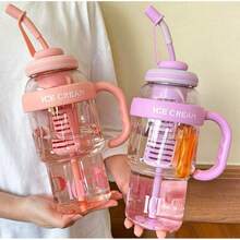 Large 1350ml Silicone Straw Water Bottle With Portable Filter - 玫瑰寶貝 - 查看 5