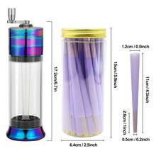 Spice Grinder 3-In-1 With 50pcs Pre-Rolled Cones Set,King Size Pre-Rolled Cones,Slow-Burning,Pre-Rolled Cones For Quick Filling, Grind Storage With Magnetic Cover, Classic Extra Large (110mm) Paper Cylinder For Herbs, Smoking Accessories,Party Supplies. Father's Day Gift. - 彩色 - 查看 2