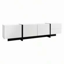 190 Cm TV Cabinet With 3 Doors, 2 Drawers - Black and White - View 8