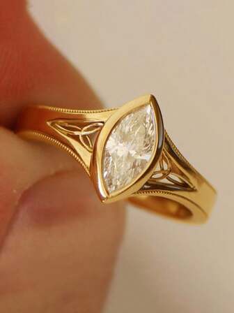 1 pieza Anillo de cobre con forma de ojo de caballo de circonita cúbica de moda, adecuado para uso diario de mujer, boda, fiesta, compromiso, regalo del Día de San Valentín