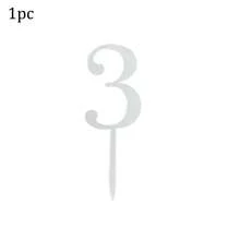 1个/10个金色银色简约0-9数字蛋糕装饰插牌，适用于婚礼、儿童生日派对、婴儿派对蛋糕装饰 - 彩色 - 查看 15