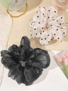 2pcs Heart Print Hair Scrunchies, Cute Valentine's Day Hair Ties - Multicolor - View 6