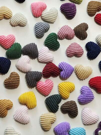 50 piezas de botones de corazón de pana en 20 colores - Suministros de manualidades DIY para pendientes, pinzas para el cabello y decoraciones de fundas de teléfono