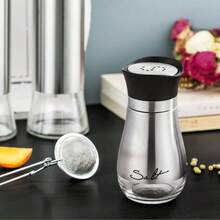 2 Pieces Set Of Salt And Pepper Seasoning Jars, Stainless Steel Salt Container With Glass Bottle, Suitable For Tables, RVs, Camping, Barbecue, Stainless Steel Seasoning Jar, Pepper Salt Jar, Barbecue Sprinkling Jar, Sealed Moisture-Proof Pepper Powder Seasoning Jar - Multicolor - View 6