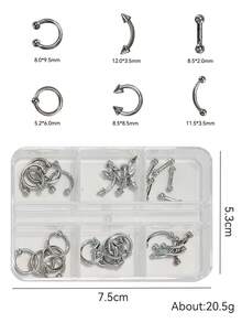 1 Hộp trang trí móng tay phong cách Y2K Punk bằng kim loại, nhiều kích cỡ, hình nón, màu đen/bạc/vàng, đinh tán hợp kim 3D thời trang. - Bạc - Xem 5