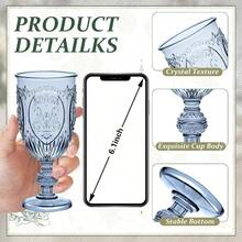 24 Pcs Plastic Goblets. 5oz Vintage Goblet Plastic Wine Glasses Colored Retro Embossed Goblets Wine Bar Shower Wedding Reception Grand Event Party Blue - 藍色 + 24 - 查看 4