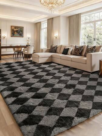 1 块毛绒地毯，防滑地毯，适用于家庭、客厅、卧室