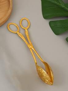 Pinça para bolo/pizza em liga de zinco (1 unidade), estilo rústico, ideal para cozinha, hotel, buffet, saladas, sobremesas, uso em alimentos secos e úmidos, adequada para hotéis, festas, aniversários e casamentos. - Ouro - Ver 12