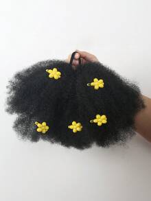 1 kẹp tóc hoa cho bé búi tóc Afro phồng mềm mại Marley Kinky cho bé gái kèm thun co giãn - màu đen - Xem 12