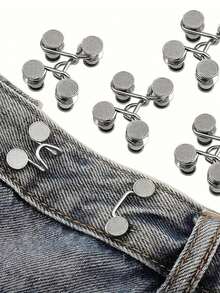 5 chiếc kẹp quần không cần đinh, kẹp quần tròn điều chỉnh eo, nút quần điều chỉnh nhanh chóng, ghim cài kim loại chống lộ, kẹp quần thời trang và có thể tháo rời, unisex, kim loại chất lượng cao, không cần dụng cụ, thích hợp cho quần jean, váy, quần tây, ghim cài cổ áo, quà tặng cho mẹ, đồ dùng du lịch, đồ thủ công, phụ kiện, dụng cụ siết eo, đồ may vá - Nhiều màu - Xem 5