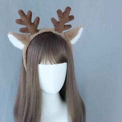 1pc Christmas Reindeer Antler Headband With Cute Deer Ears Festive Hair Accessory For Holiday Party Cosplay And Gift Giving
