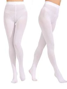 1/2 Paar Damen 60D weiche unifarbene halbtransparente Strumpfhosen mit hoher Taille, süßer Schuluniform/Lolita-Stil rein weiße kuschelige Strumpfhosen, Krankenschwester Kostüm Dekorative Strumpfhosen, geeignet für süßen Schuluniform/Lolita-Stil - Weiss - Übersicht 13