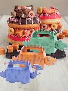 6 cajas de regalo con tema de dinosaurios para fiesta, cajas de regalo de dulces de cumpleaños, cajas de bocadillos con tema de granja, suministros para fiesta de cumpleaños, cajas de regalo de dinosaurios 3D, artículos decorativos para fiesta de cumpleaños con tema de dinosaurios