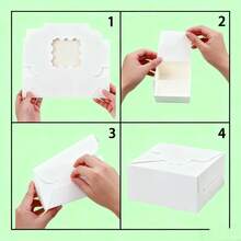 Mini Cajas Con Ventana Para Pasteles Donas Regalos Pan 50 Pz - Blanco - Ver 4