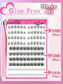 100 片 C 卷自粘睫毛，自然纤细，预粘睫毛簇，无需胶水，按压睫毛，易于粘贴，睫毛簇，睫毛簇，单根睫毛，睫毛，假睫毛 - 黑色 - 查看 21