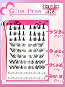 100 片 C 卷自粘睫毛，自然纤细，预粘睫毛簇，无需胶水，按压睫毛，易于粘贴，睫毛簇，睫毛簇，单根睫毛，睫毛，假睫毛 - 黑色 - 查看 20