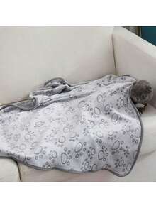 1pc Dog Blankets For Large Dogs -Pet Blanket Washable- Puppy Blanket, Both Big And Small Dogs Can Be Used-Soft Plush Reversible Dog Blanket, Couch Cover For Dogs Washable, Grey Paw Print(Fabric Weight: 220gsm/Weight Of Reverse Fabric: 220gsm) - Grey - View 3