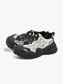 CAMEL CROWN Women's Hiking Shoes, Thick Sole Design, Height Increasing, Anti-Collision, Shock Absorbing, Wear-Resistant, Non-Slip; Outdoor Hiking And Casual Sports Shoes - Beige/Silver/Black - View 3