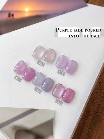 15毫升冰晶透明指甲油凝胶，2026新款紫色系列，含碎钻，畅销裸色透明紫色美甲沙龙专供