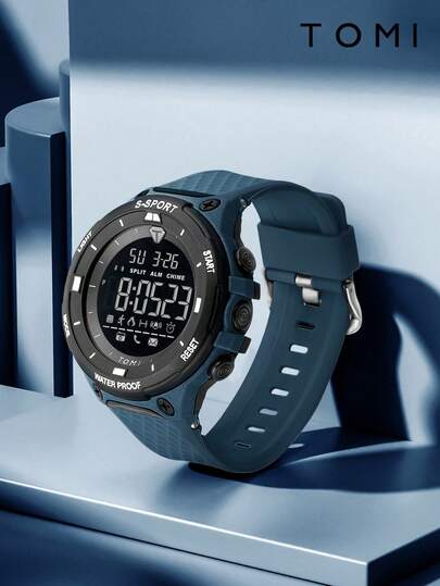  1件 TOMI 男士时尚休闲日常运动电子手表，适合日常生活、假期、圣诞节、年末等场合。