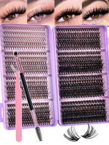 800pcs D-Curl Eyelash Clusters, High Capacity DIY Eyelash Extension Kit, Suitable For Beginners, Long-Lasting And Durable, Mixed Single Lash Styles, DIY Charming Eyes At Home, Beauty Essential, Large Capacity Eyelash Set, Suitable For Travel, Daily Wear (Suitable For Beginners), Wedding, Date, Party, Holiday, Also Ideal As Christmas/Halloween/Gift Eyelash Set.