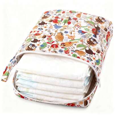 حقيبة حفاضات مطبوعة بطباعة حية للأطفال - مع سحاب ومقابض، تخزين مقسم، متعددة الأغراض للسفر والشاطئ والحمام والنادي، قطعة واحدة