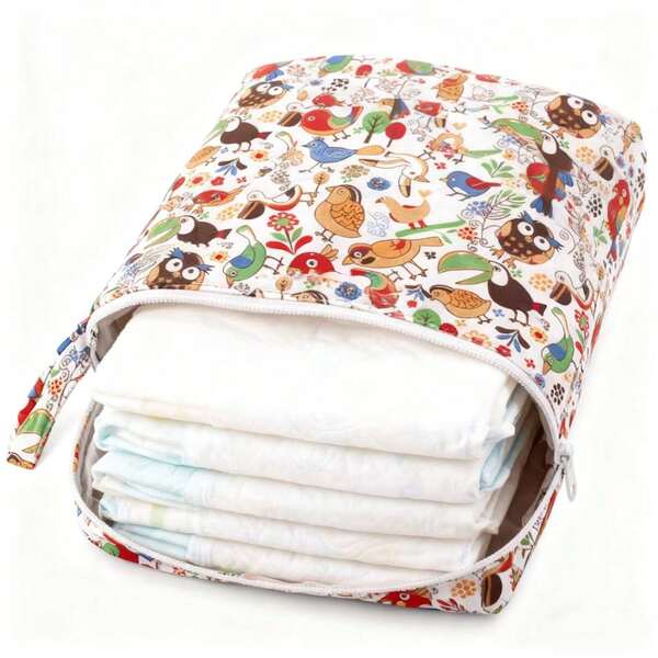 1pc Vivid Print Wet/Dry Diaper Bag For Kids - With Zipper And Handles, Compartmentalized Storage, Multipurpose For Travel, Beach, Pool, Gym