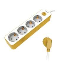 Philips CHP2145Y/10 Steckdosenleiste mit 3 Anschlüssen, 1,5 m Kabel, Hauptschalter, automatischer Verschluss, LED-Stromanzeige, Farbe Weiß/Gelb, ideal für Haushalt und Büro - Gelb - Übersicht 3