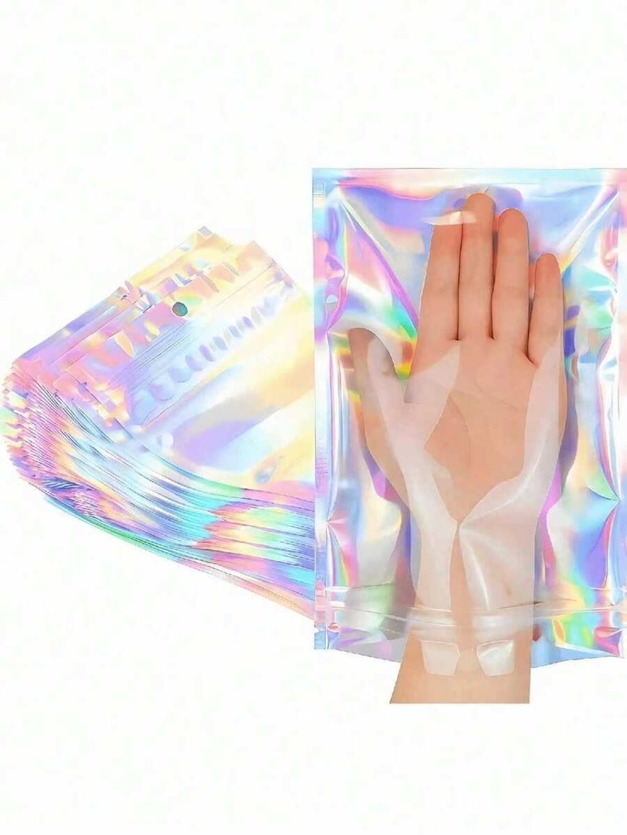 Bộ 30/10/1 túi OPP tự dán, túi zip hologram, bao bì tái sử dụng, túi đựng trang sức bán lẻ, túi quà tặng, quà Giáng sinh - Nhiều màu - Xem 1