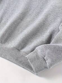 2026 Women's New Fashion Printed Round Neck Sweatshirt, Elegant Women's Top, Women's Fleece-Lined Warm Winter Top, Women's Loose And Comfortable Winter Clothing, Women's Coats - 淺灰色 - 查看 5