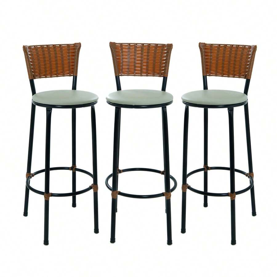 reed space Kit Of 3 High Kitchen Stools, Countertop, Gourmet Area, Home Decor - 米色 - 查看 1